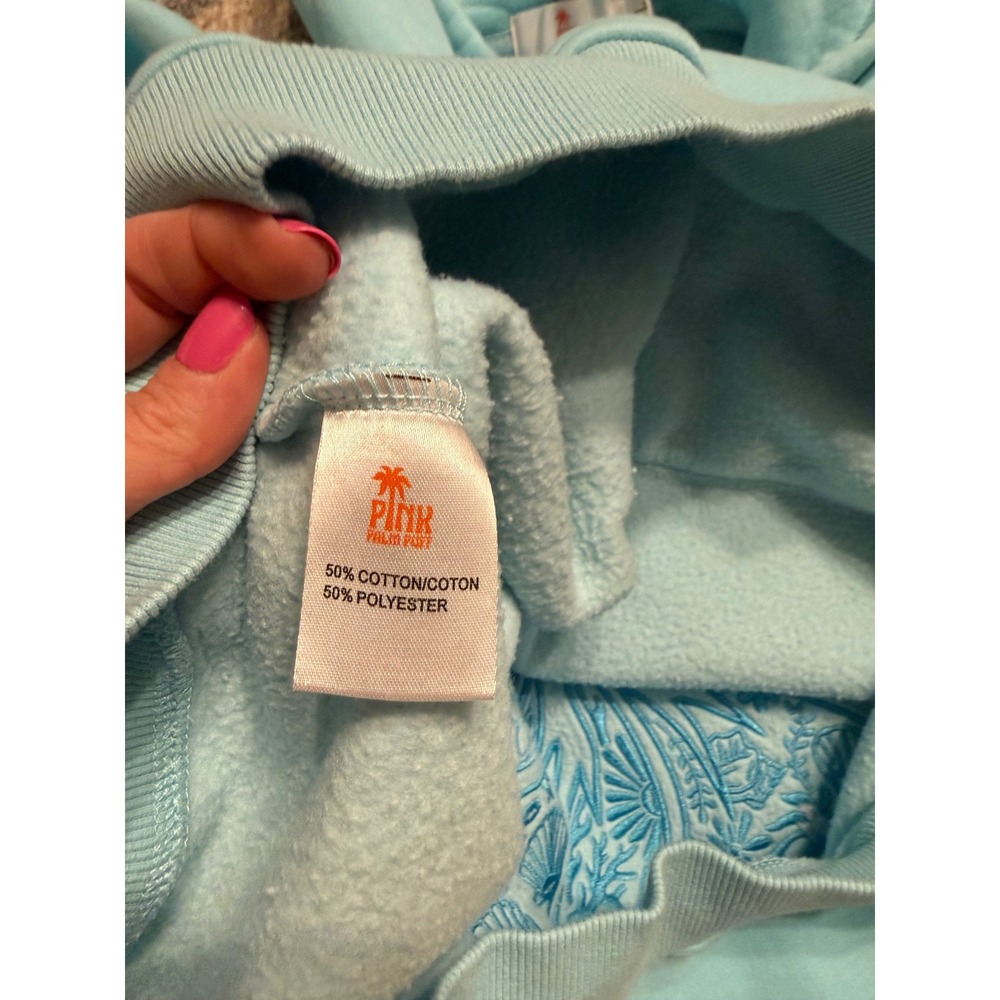 Pink Palm Puff "Everything Comes in Waves" Hoodie in Blue Size Large - Picture 4 of 8